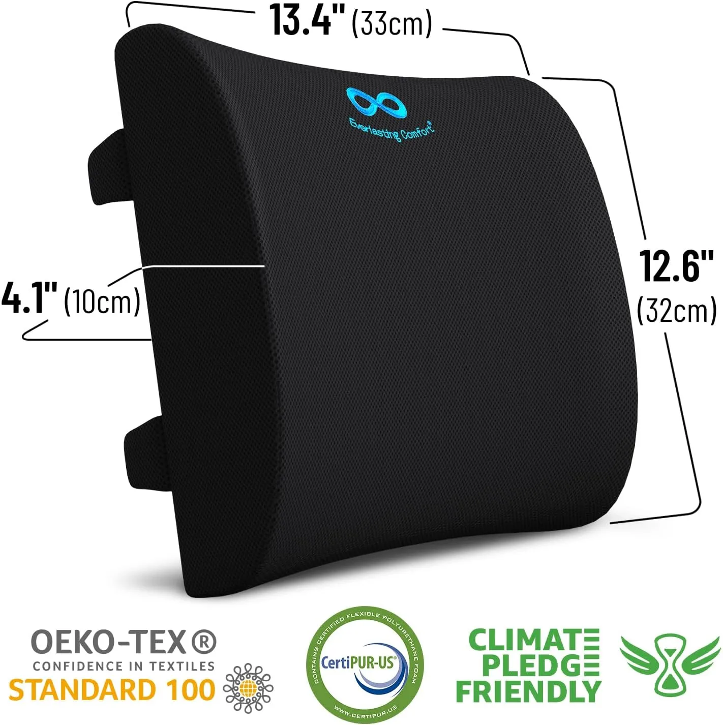 Everlasting Comfort Lumbar Support Pillow for Office Chair - FSA/HSA Eligible Back Support Cushion for Chair, Car - Memory Foam Lumbar Pillow Promotes Better Posture