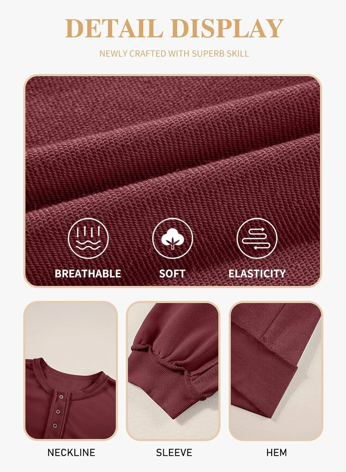 Eytino Women's Plus Size Sweatshirts Button Henley Neck Casual Long Sleeve Oversized Pullover Tops Shirts(1X-5X)