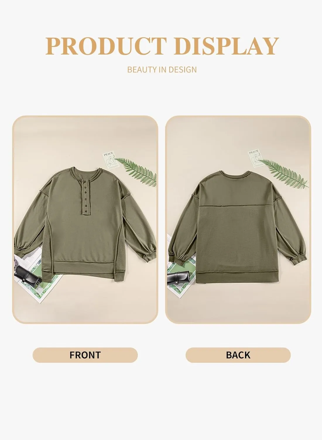 Eytino Women's Plus Size Sweatshirts Button Henley Neck Casual Long Sleeve Oversized Pullover Tops Shirts(1X-5X)