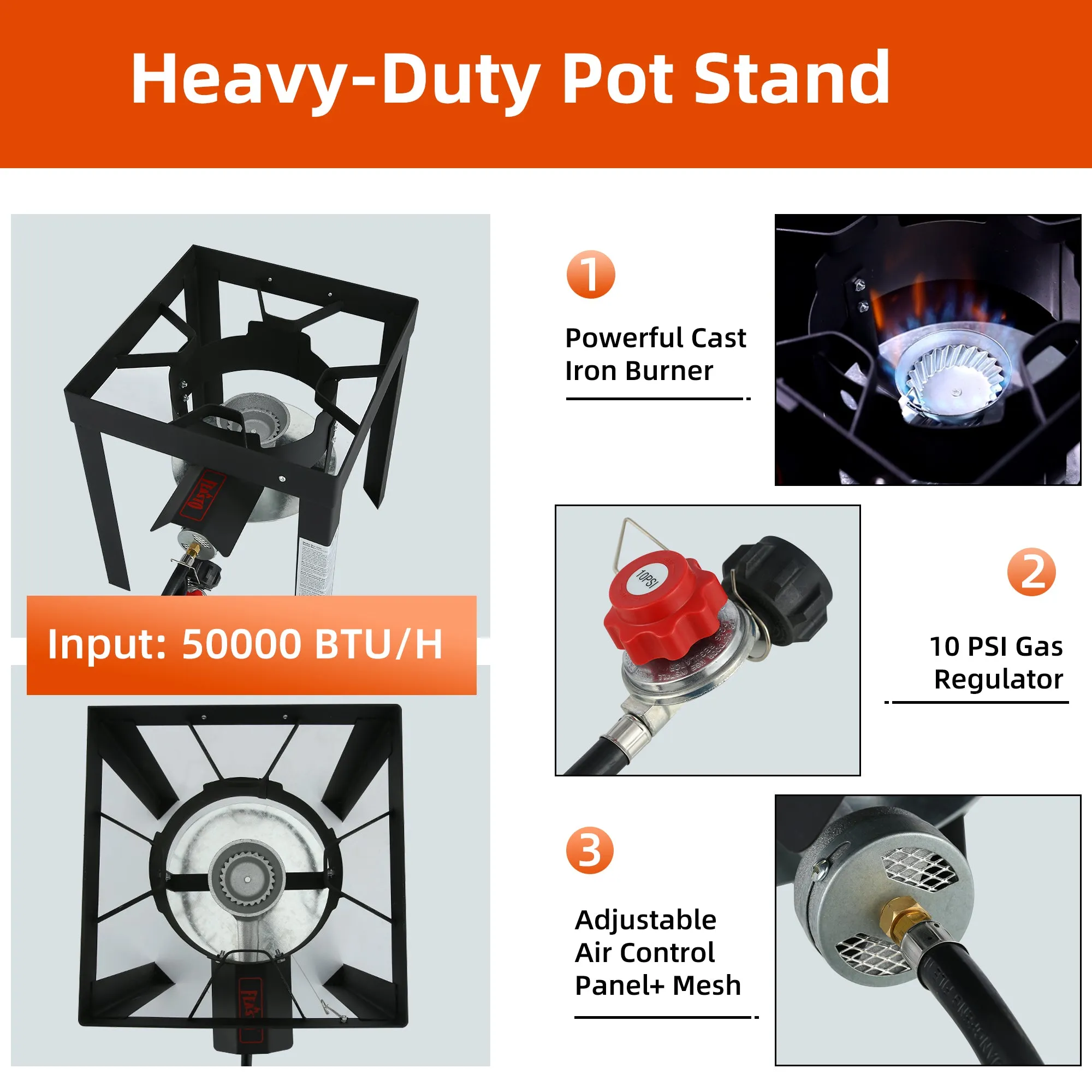 Feasto 22701A 30QT Aluminum Turkey Fryer & Fish Fryer Set  Seafood Boiler Pot 50000 BTU Propane Burner for Outdoor Cooking