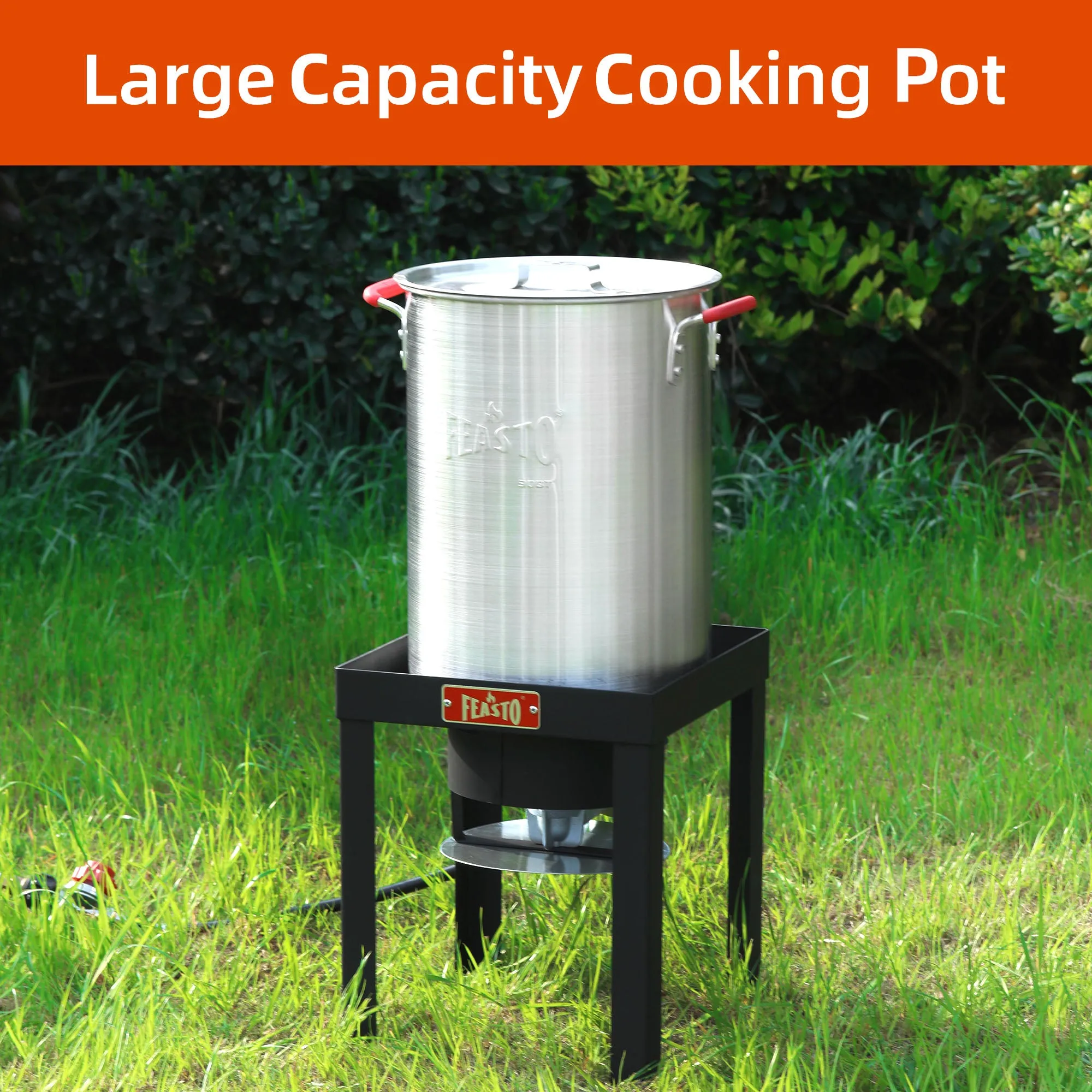 Feasto 22701A 30QT Aluminum Turkey Fryer & Fish Fryer Set  Seafood Boiler Pot 50000 BTU Propane Burner for Outdoor Cooking