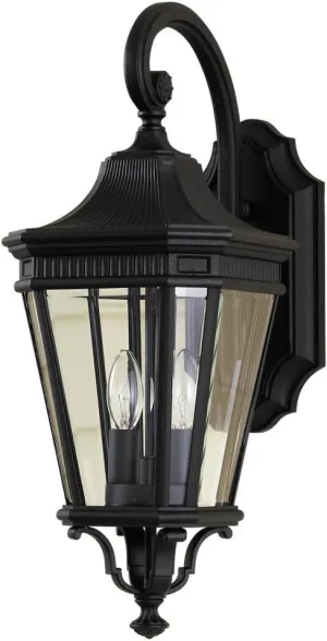 Feiss OL5401BK Cotswold Lane Outdoor Patio Lighting Wall Lantern, Black, 2-Light (9"W x 21"H) 120watts