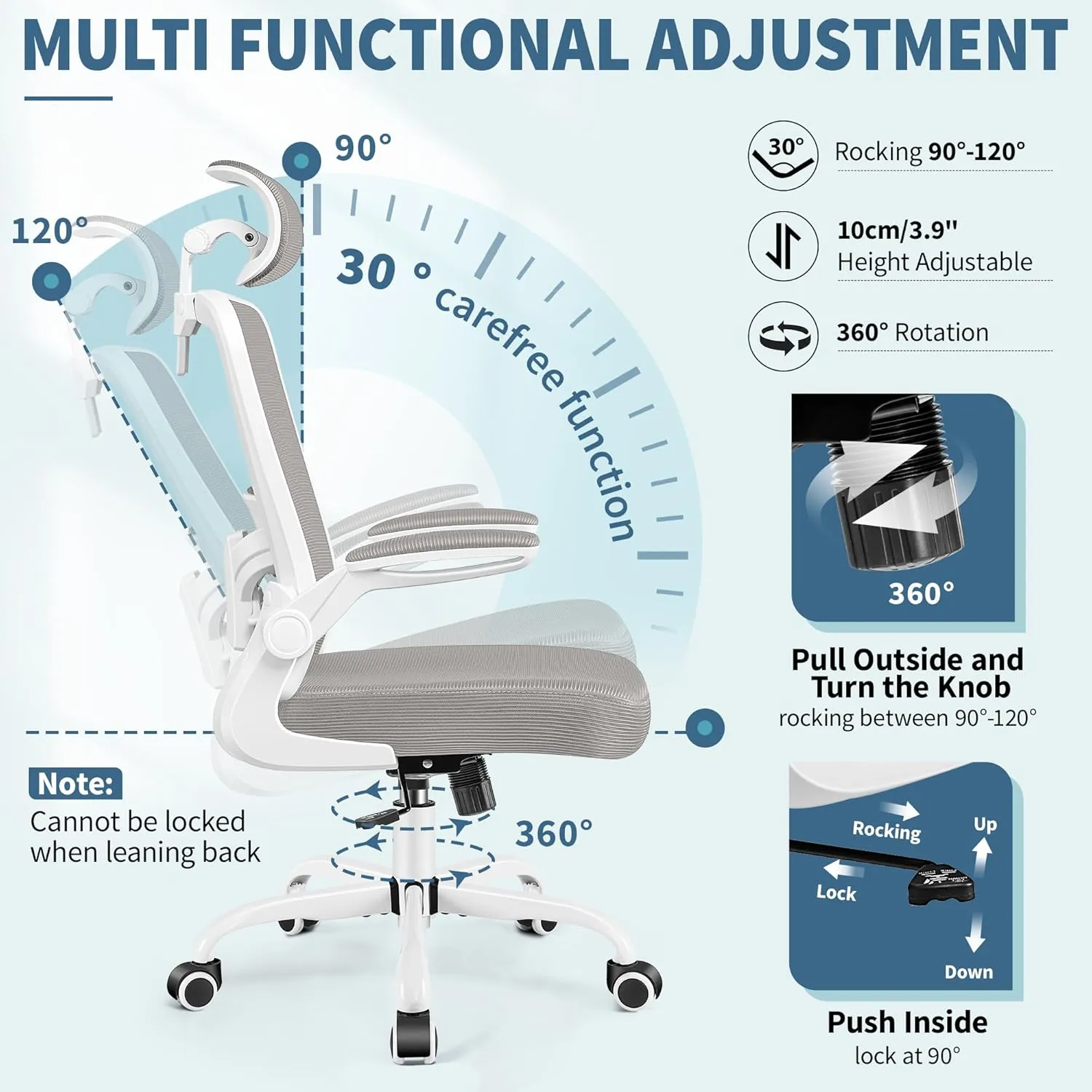 FelixKing Ergonomic Office Chair, Headrest Desk Chair with Adjustable Lumbar Support, Home Office Swivel Task Chair with High Back and Armrest, Adjustable Height Gaming Chair(Gray)