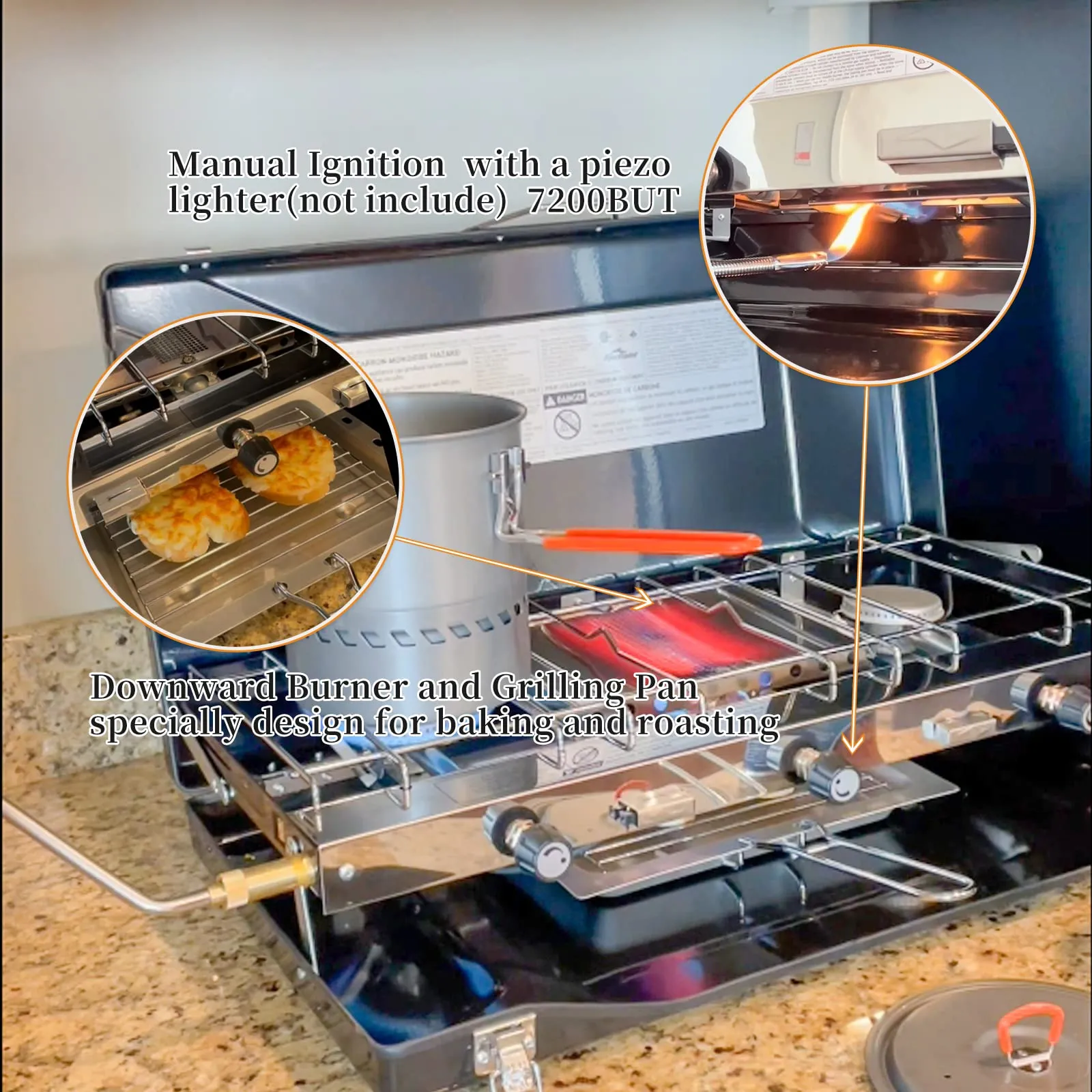 FINEFLAME Portable 3-Burner Camping Stove
