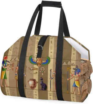 Firewood Log Carrier Bag Egypt Mural Pharaoh Hieroglyph,Fireplace Wood Stove Accessories,Heavy Duty Firewood Holder with Handle Campfire Camping 39" X18"