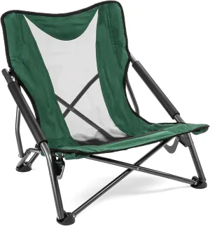 Fishing Chair Camping Chair Low Profile Folding Chair for Camping, Beach, Picnic, Barbeques, Sporting Event with Carry Bag