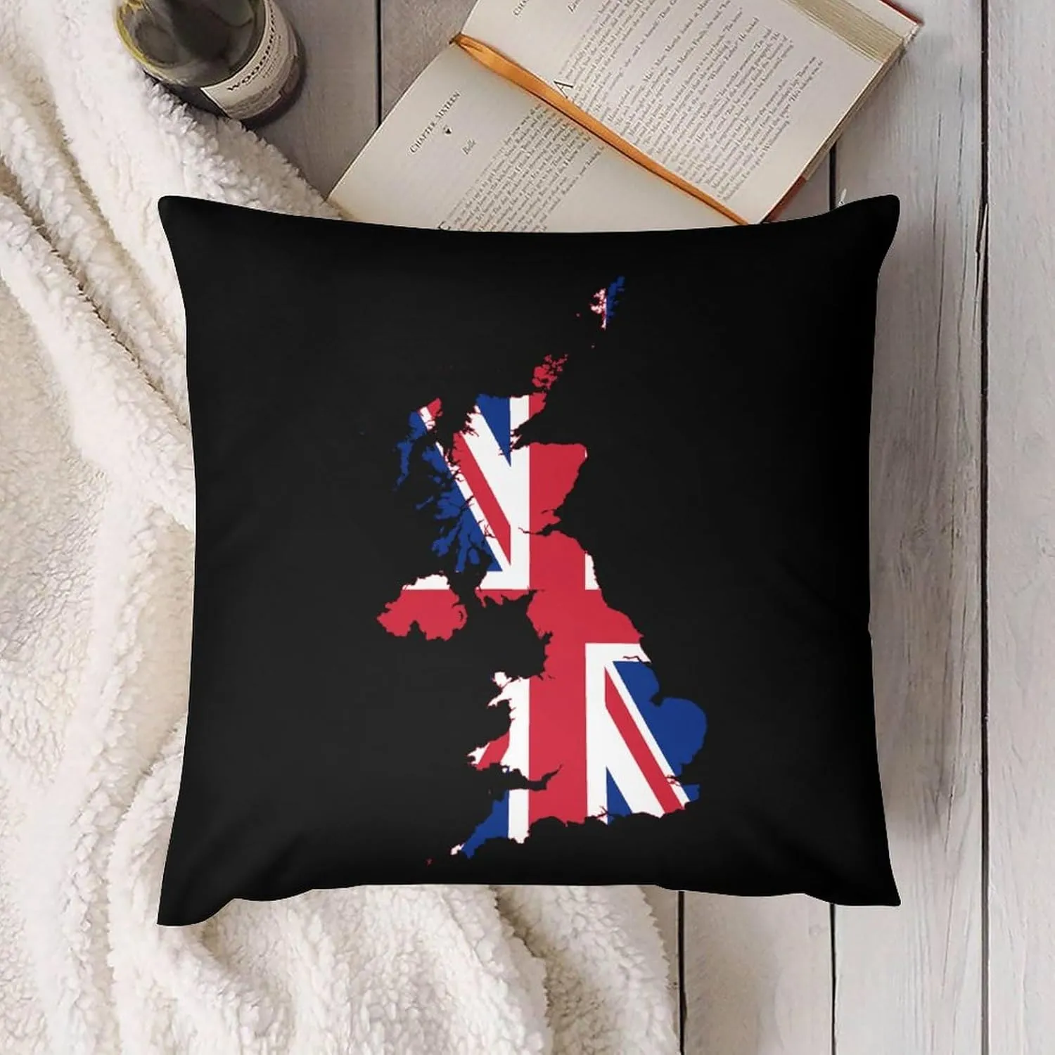 Flag Map of United Kingdom Novelty Pillow Case Bedding Pillowcase for Bedroom Couch Home Decoration 24 "x24