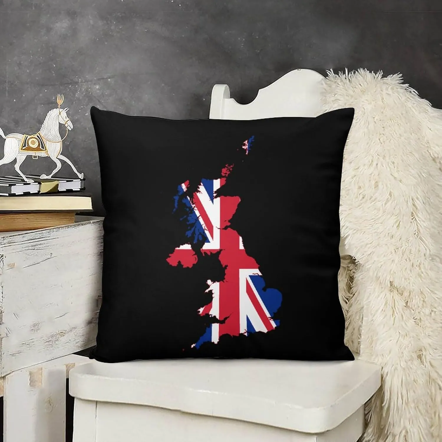 Flag Map of United Kingdom Novelty Pillow Case Bedding Pillowcase for Bedroom Couch Home Decoration 24 "x24