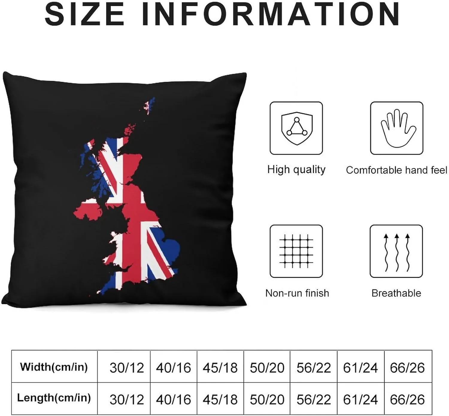 Flag Map of United Kingdom Novelty Pillow Case Bedding Pillowcase for Bedroom Couch Home Decoration 24 "x24