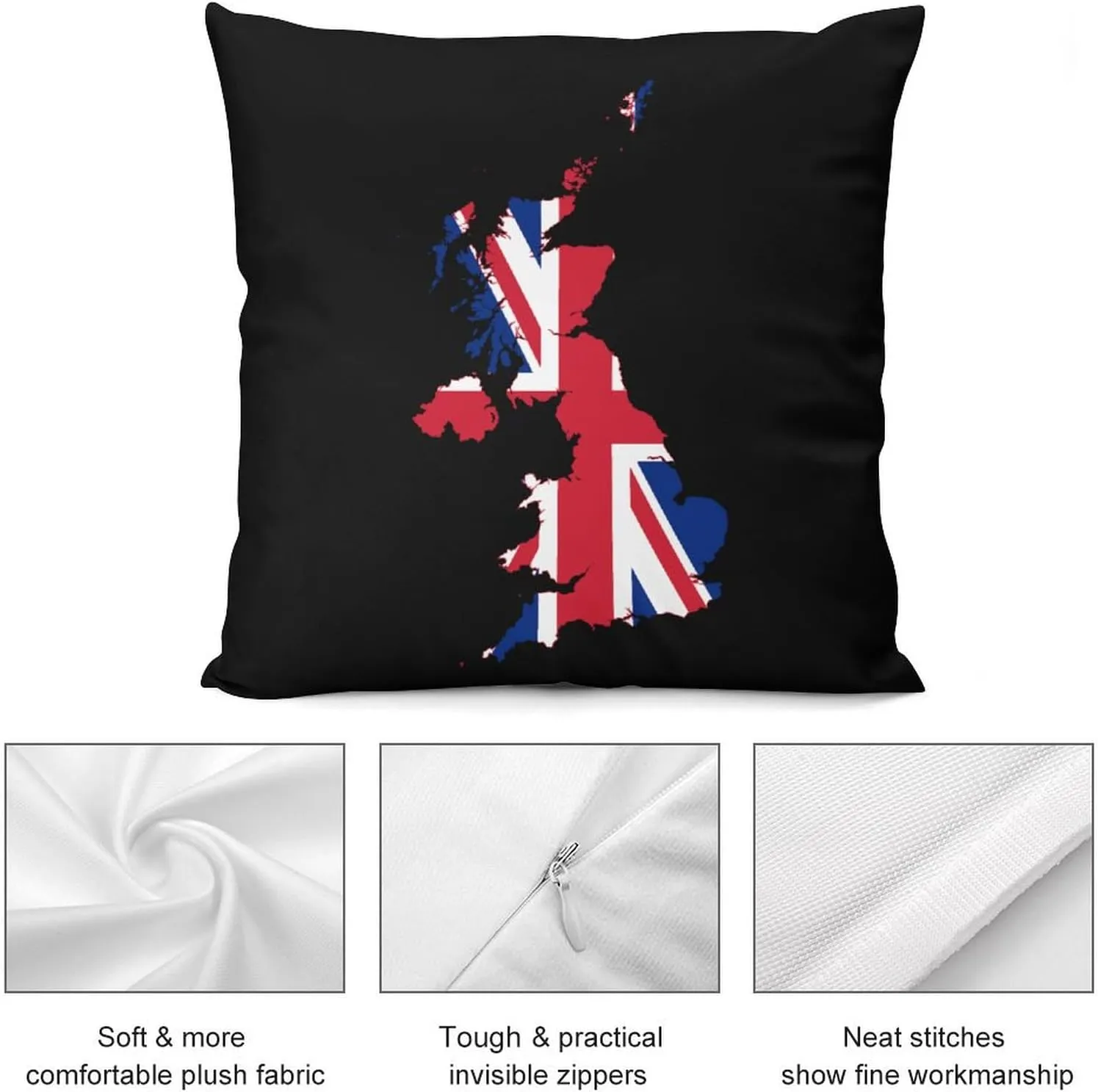 Flag Map of United Kingdom Novelty Pillow Case Bedding Pillowcase for Bedroom Couch Home Decoration 24 "x24