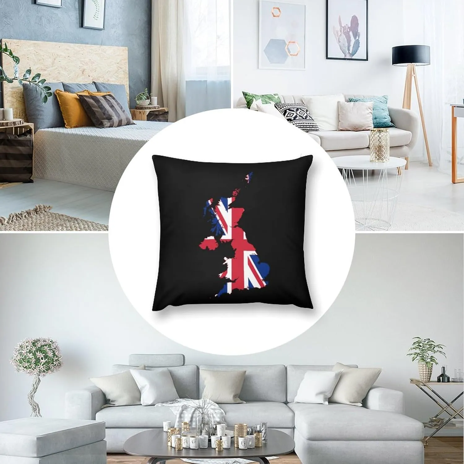 Flag Map of United Kingdom Novelty Pillow Case Bedding Pillowcase for Bedroom Couch Home Decoration 24 "x24