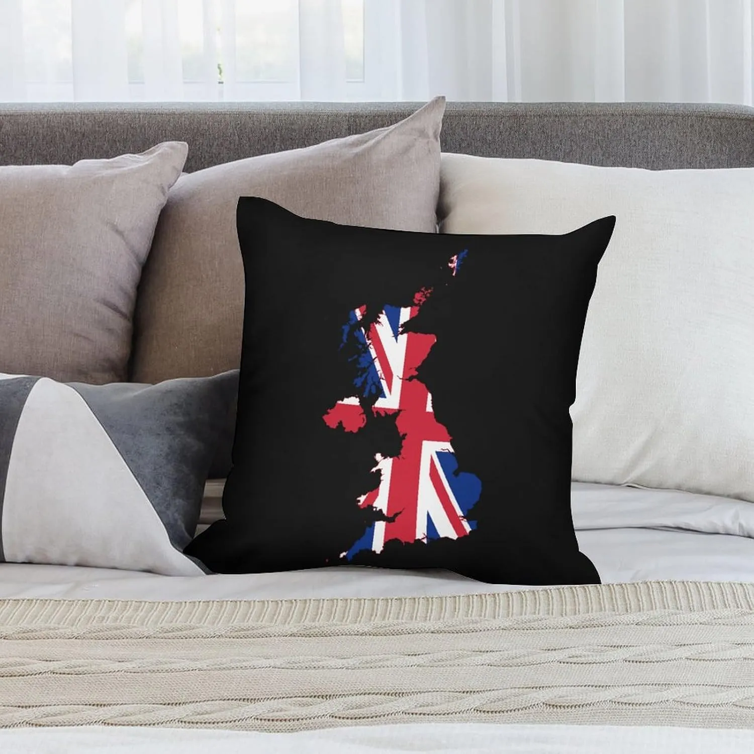 Flag Map of United Kingdom Novelty Pillow Case Bedding Pillowcase for Bedroom Couch Home Decoration 24 "x24
