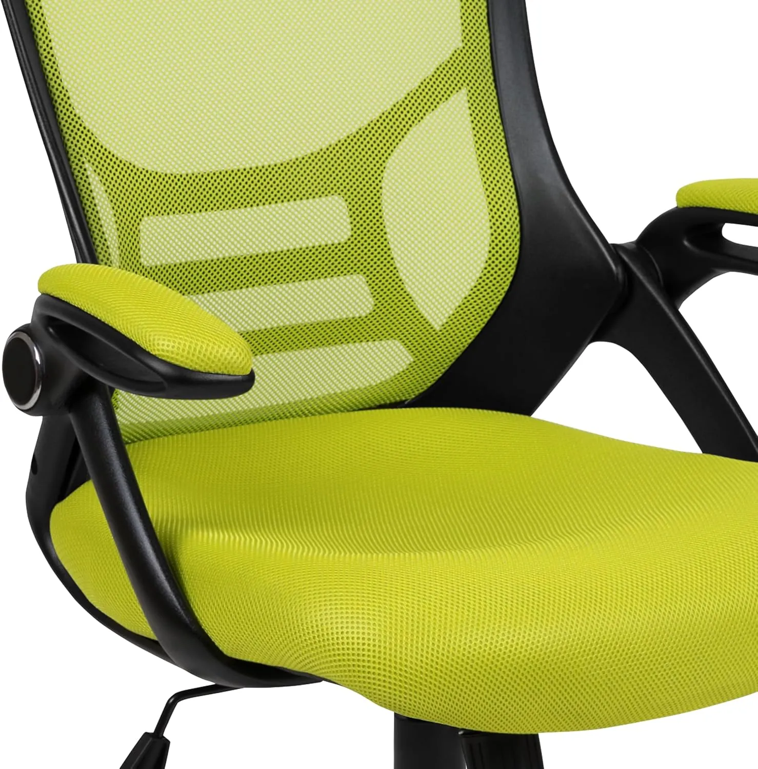 Flash Furniture Porter Mesh High Back Ergonomic Swivel Office Chair with Lumbar Support, Flip-Up Arms, Tilt Lock/Tilt Tension, Height Adjustable, Black/Green Frame