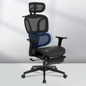 FLEXISPOT ErgoX-S Big and Tall Mesh Office Chair, Computer Desk Chair Adjustable Swivel Chair with Footrest Lumbar Support Headrest and 360°Rotation for Home Office, Black Mesh