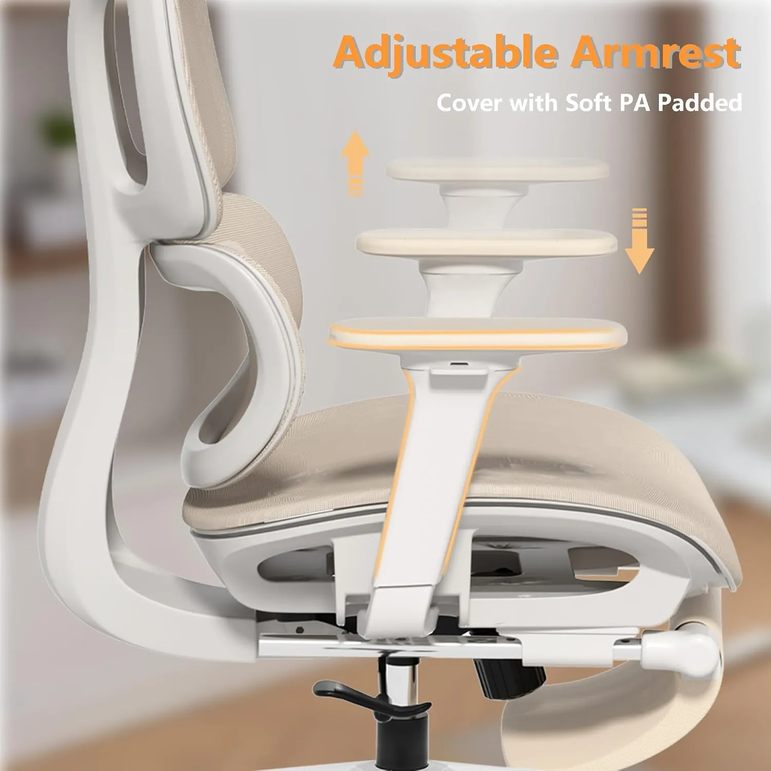 FLEXISPOT ErgoX-S Big and Tall Mesh Office Chair, Computer Desk Chair Adjustable Swivel Chair with Footrest Lumbar Support Headrest and 360°Rotation for Home Office, Cream Mesh