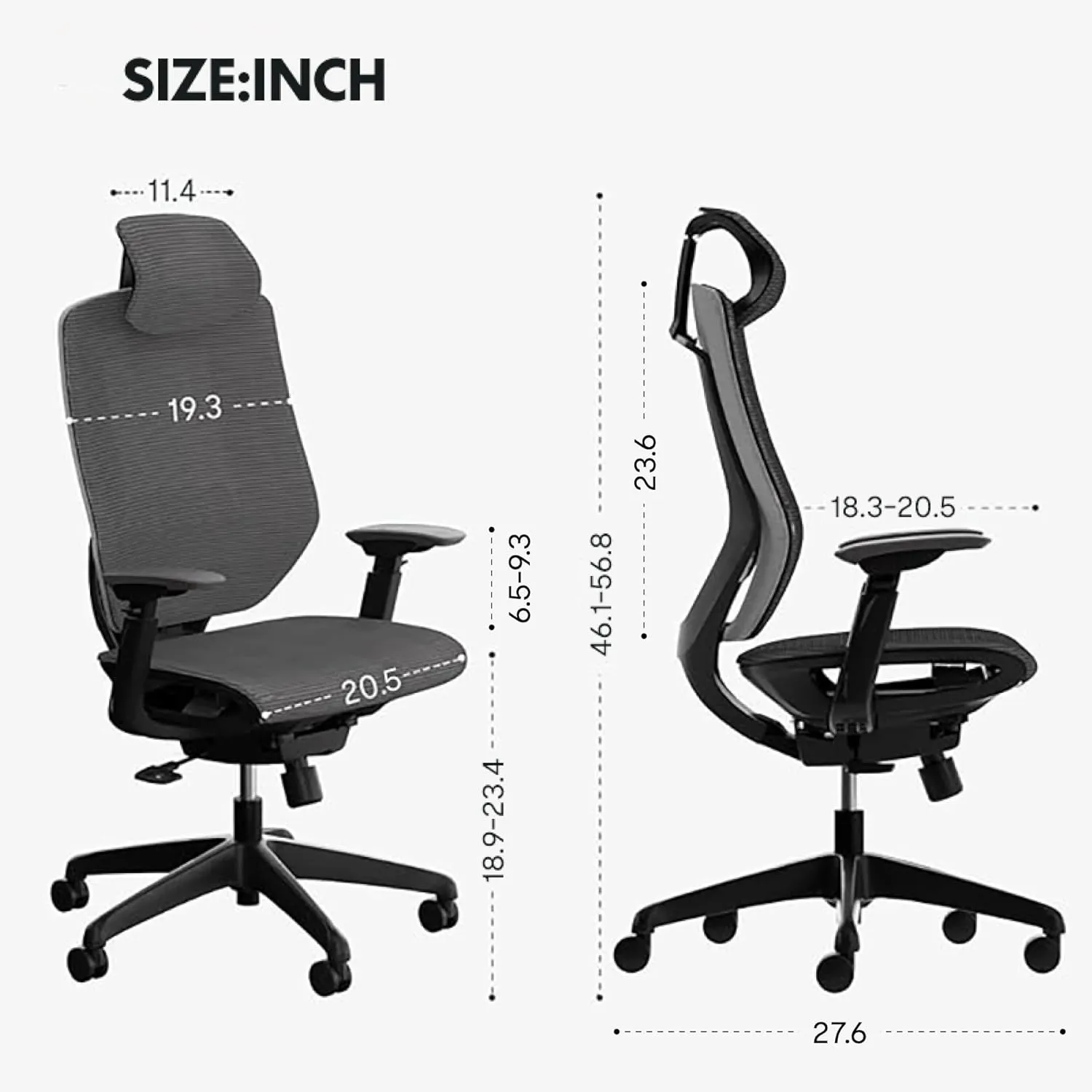 FLEXISPOT Upgraded OC6 Big and Tall Office Chair Heavy Duty,4D Armrest Mesh Ergonomic Home Office Chair with High Back,Lumbar Support,Tilt Function,and 360°Swivel Wheels(Dark Grey)