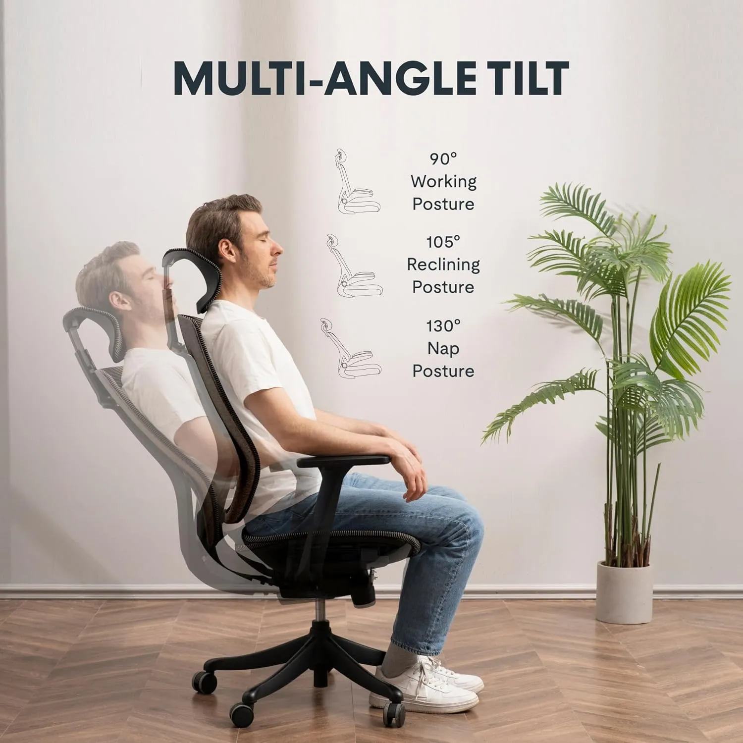 FLEXISPOT Upgraded OC6 Big and Tall Office Chair Heavy Duty,4D Armrest Mesh Ergonomic Home Office Chair with High Back,Lumbar Support,Tilt Function,and 360°Swivel Wheels(Dark Grey)