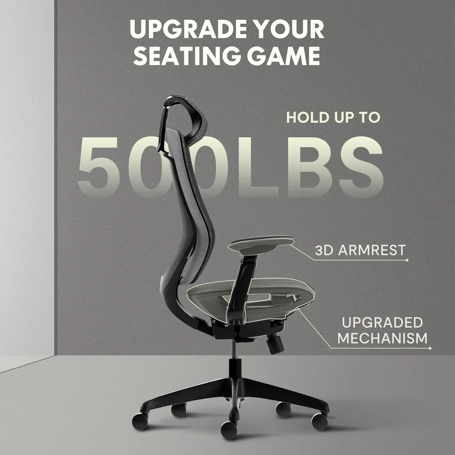 FLEXISPOT Upgraded OC6 Big and Tall Office Chair Heavy Duty,4D Armrest Mesh Ergonomic Home Office Chair with High Back,Lumbar Support,Tilt Function,and 360°Swivel Wheels(Dark Grey)