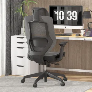 FLEXISPOT Upgraded OC6 Big and Tall Office Chair Heavy Duty,4D Armrest Mesh Ergonomic Home Office Chair with High Back,Lumbar Support,Tilt Function,and 360°Swivel Wheels(Dark Grey)