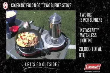 Fold ‘N Go 2-Burner Propane Stove, Dual Adjustable Burners