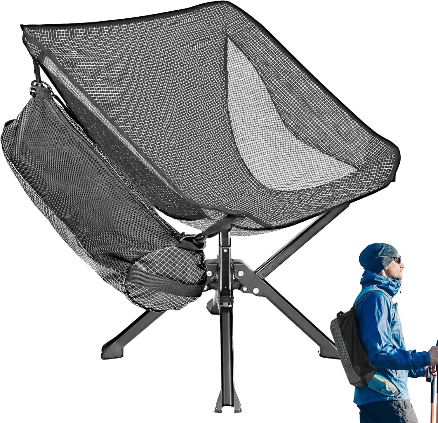 Folding Camping Chair Portable Chair Collapsible Backpacking Chair Ultra Lightweight, Compact Beach Chair with Backpack Bag