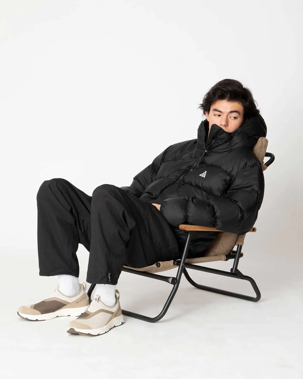 FOLDING CHAIR COTTON CANVAS COFFEE DYED