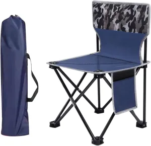 Folding Chair Outdoor Camping Chairs Portable Fishing Chair Fishing Leisure Folding Stool Aluminum Alloy Camping Hiking Camp Chairs Portable Folding Chair, Camouflage Blue
