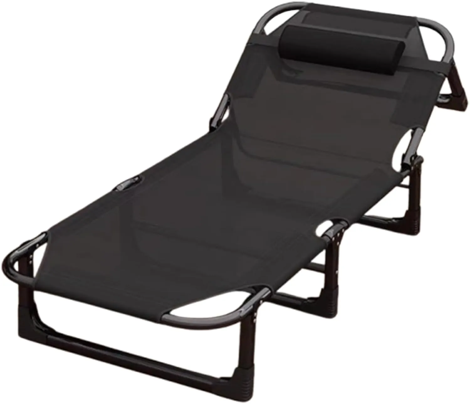 Folding Guest Chaise Lounge Bed, Breathable Polyester Mesh with Pillow, Portable Ergonomic Recliner Chair, No Assembly, for Home Office, Outdoor Camping(190 * 75 * 28cm)