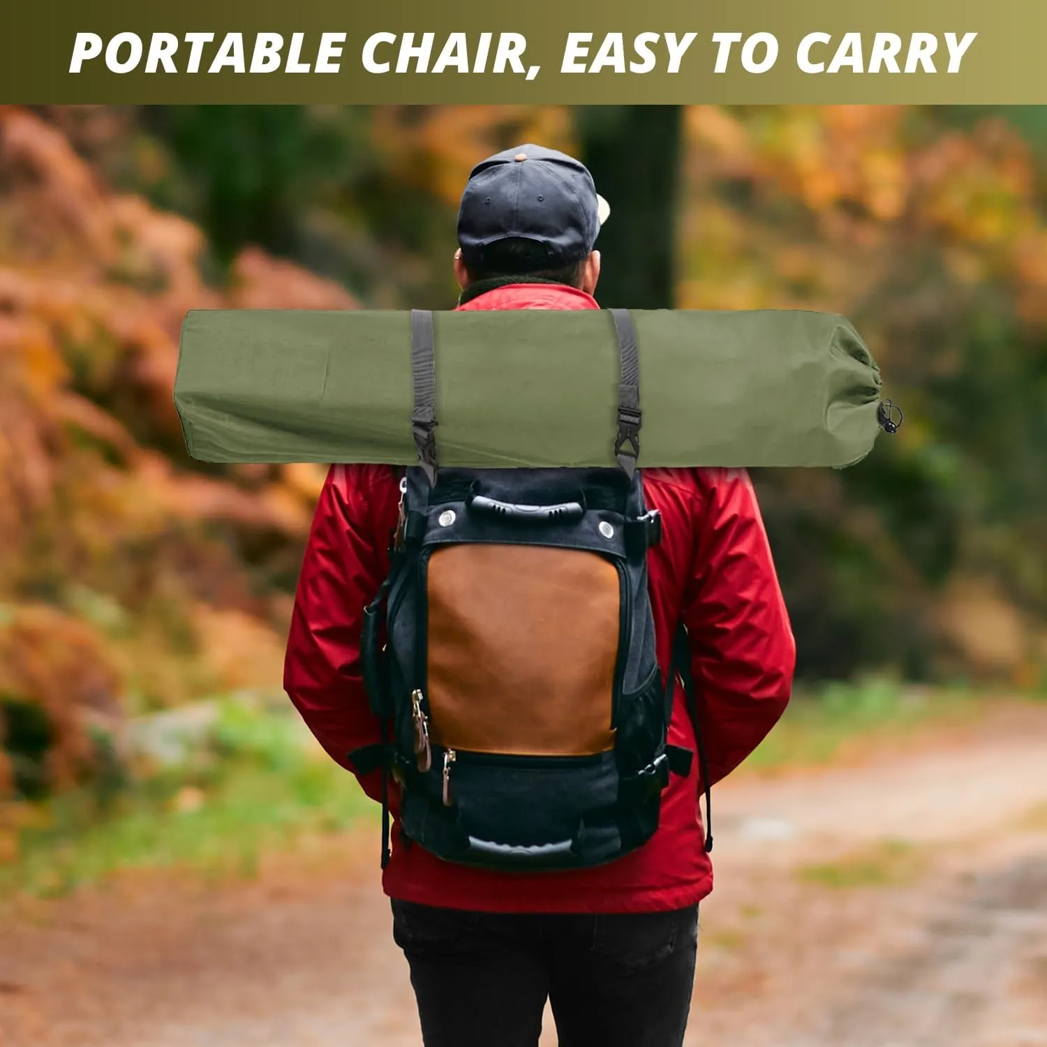 Folding Outdoor Beach Camp Chair with Cup Holder, Storage Pocket, Waterproof Bag Outdoor Arm Chair, Supports 225LBS, Green