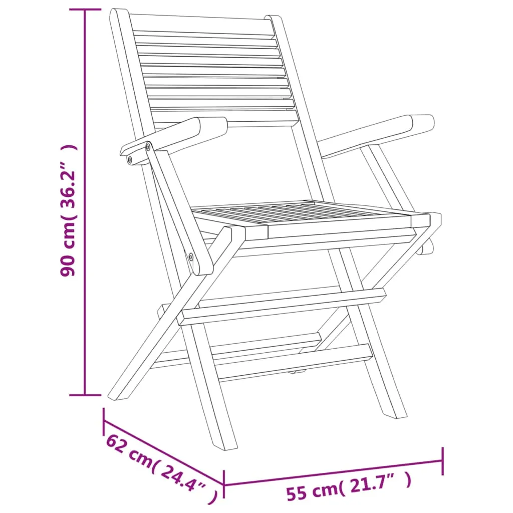 Folding Patio Chairs 8 pcs 21.7"x24.4"x35.4" Solid Wood Teak