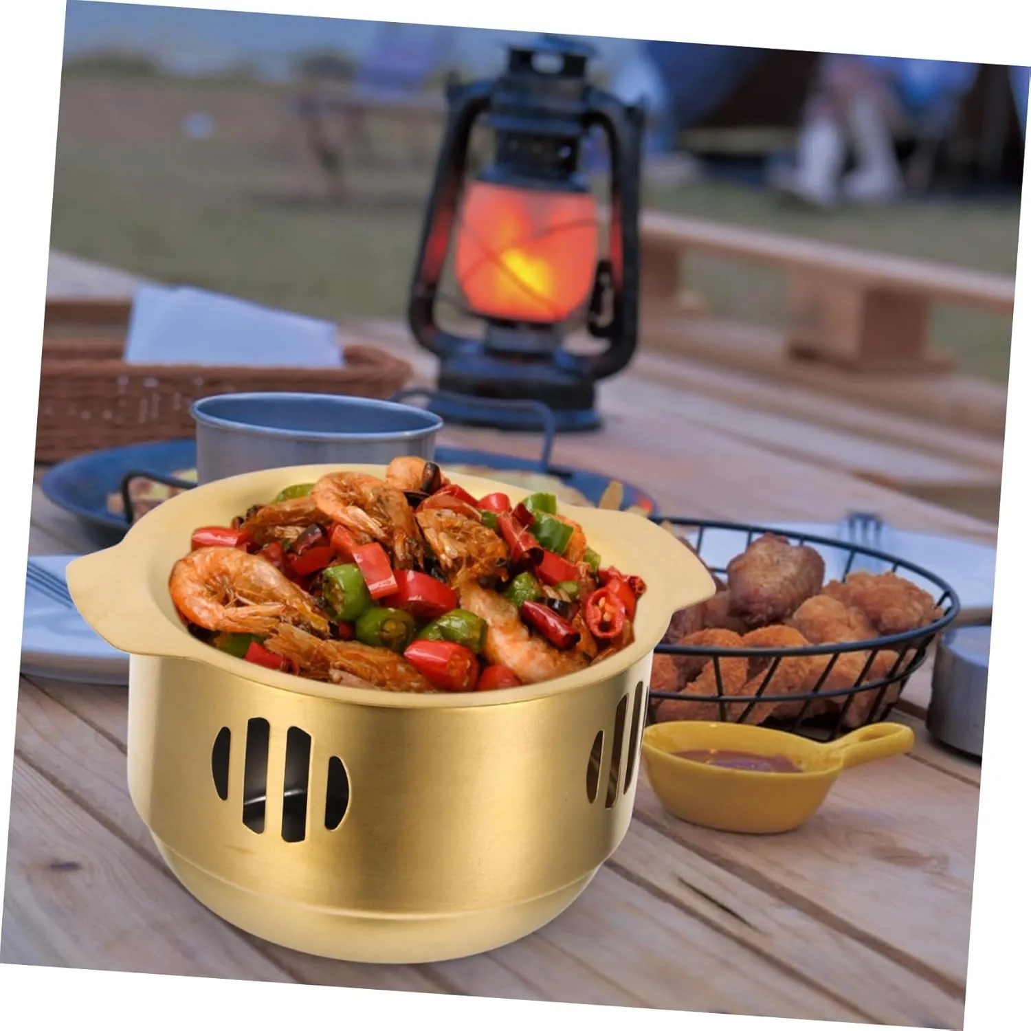 Food Heating Pot with Stove for Kitchen Cooking Pot Set Large Cooking Pot for Seafood Beef Frying Pan