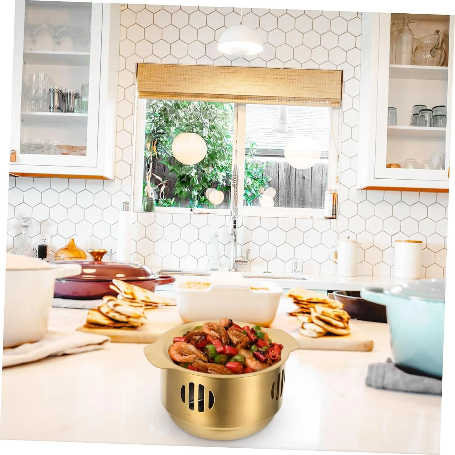 Food Heating Pot with Stove for Kitchen Cooking Pot Set Large Cooking Pot for Seafood Beef Frying Pan