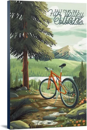 Fun Valley, Colorado, Off To Wander, Cycling with Mountains, (12x18 Wrapped Canvas, Wall Decor, Artwork)