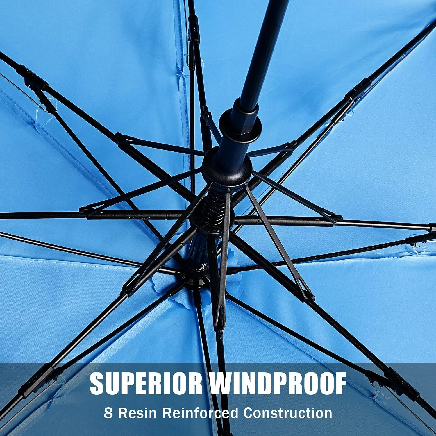 G4Free 62inch Portable Golf Umbrella Automatic Open Large Oversize Vented Double Canopy Windproof Waterproof Sport Umbrellas(Sky Blue)