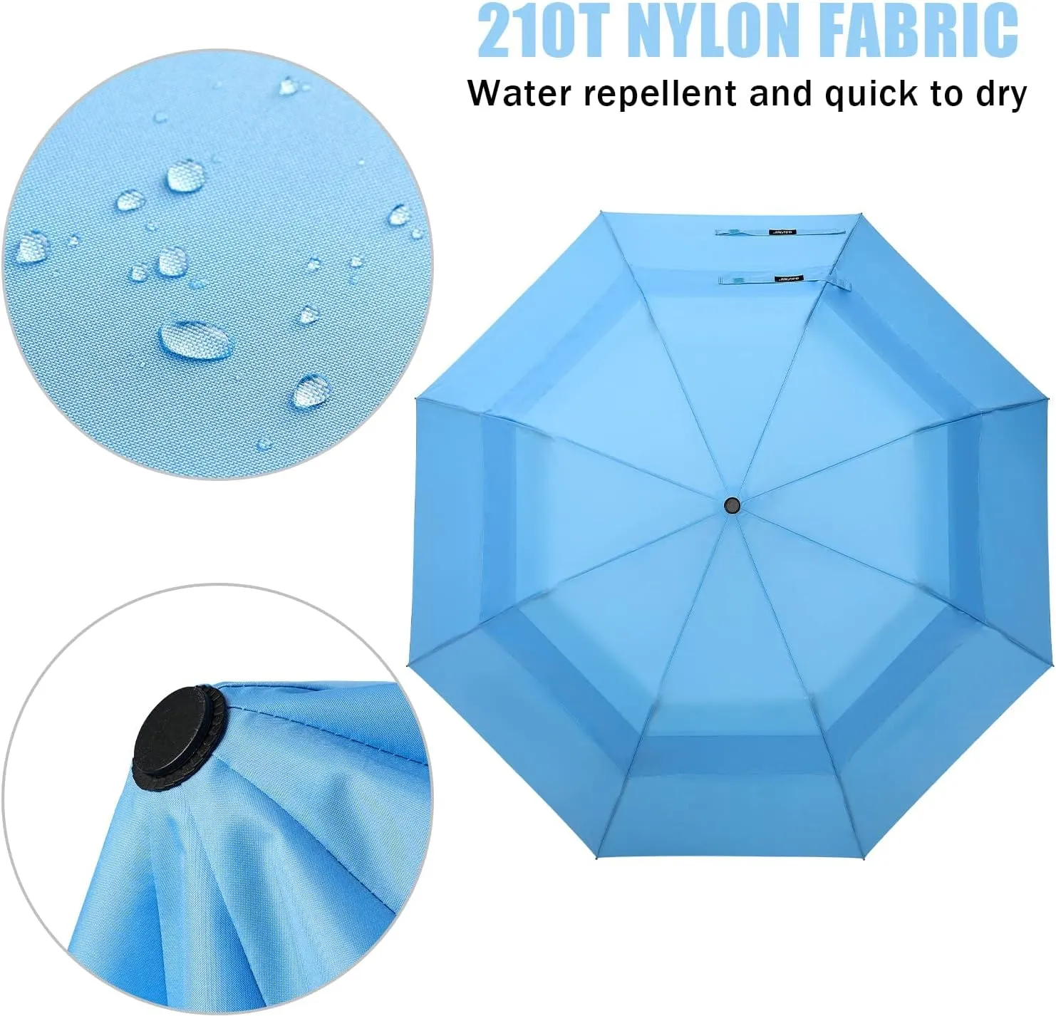 G4Free 62inch Portable Golf Umbrella Automatic Open Large Oversize Vented Double Canopy Windproof Waterproof Sport Umbrellas(Sky Blue)