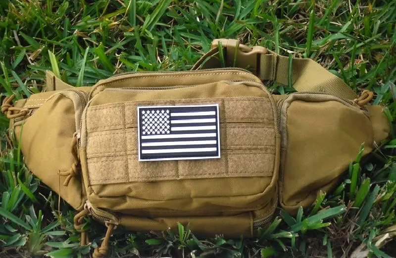 Galaxy Concealed Carry Pistol Waist Pouch - Tactical Fanny Pack Holster, Waist Gun Bag, for Shopping Biking Running Camping Hunting Hiking Fishing.. Molle with USA Flag Patch
