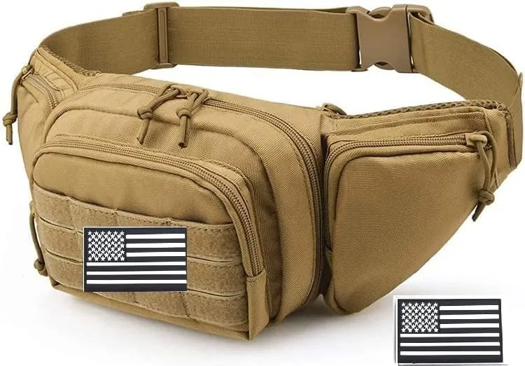 Galaxy Concealed Carry Pistol Waist Pouch - Tactical Fanny Pack Holster, Waist Gun Bag, for Shopping Biking Running Camping Hunting Hiking Fishing.. Molle with USA Flag Patch