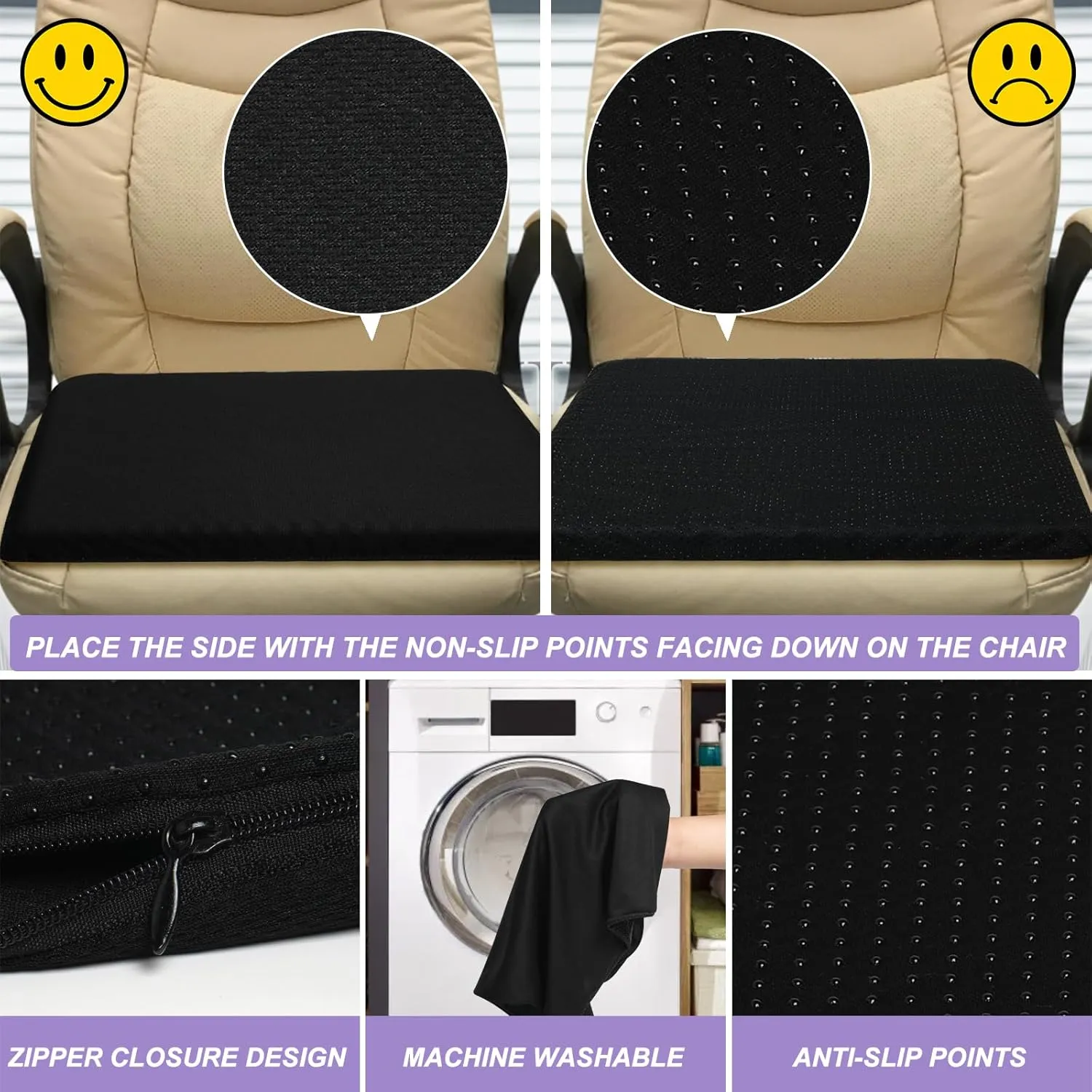 Gel Seat Cushion for Long Sitting, (2.4 Inch Extra Thick Cushion) Soft＆Breathable Gel Cushions for Pressure Relief, Wheelchair Seat Cushion, Honeycomb Seat Cushions, Office Chair Cushion
