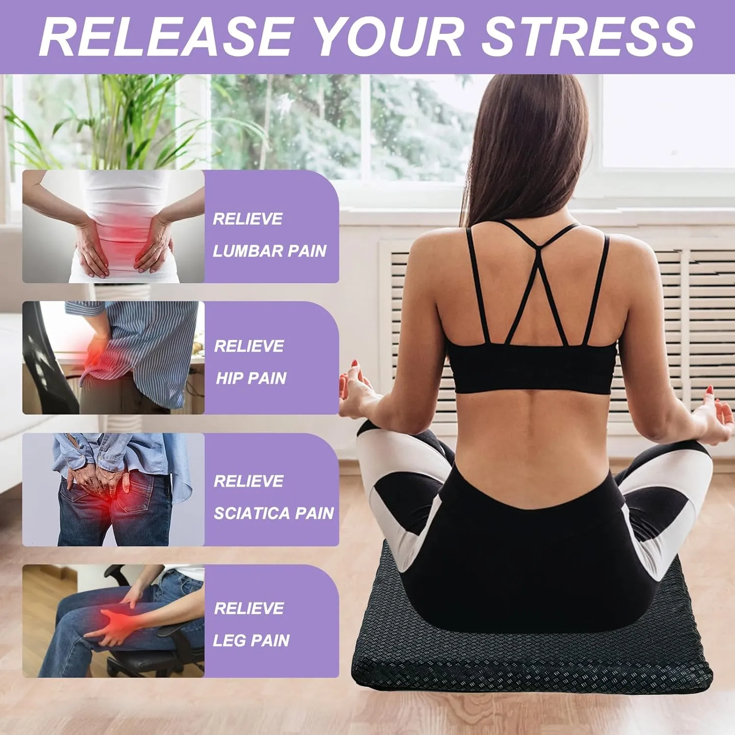 Gel Seat Cushion for Long Sitting, (2.4 Inch Extra Thick Cushion) Soft＆Breathable Gel Cushions for Pressure Relief, Wheelchair Seat Cushion, Honeycomb Seat Cushions, Office Chair Cushion