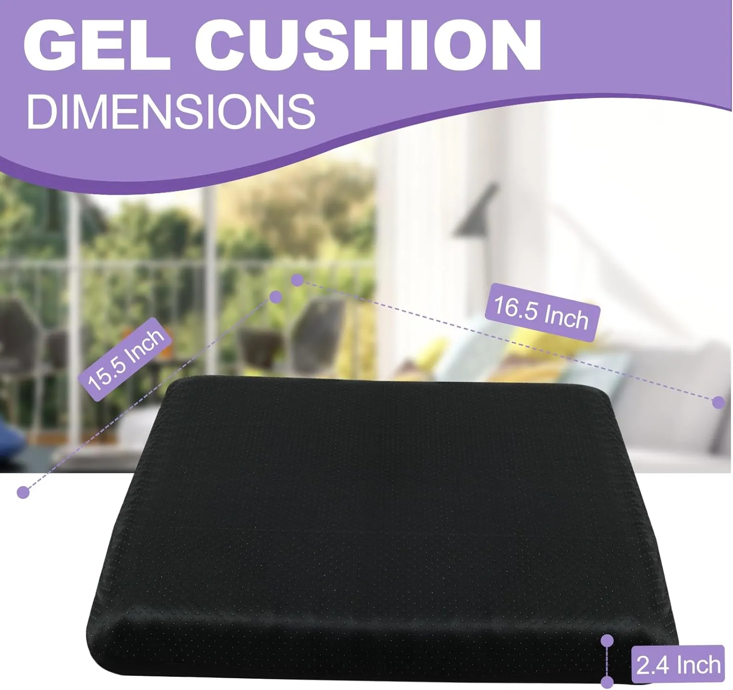 Gel Seat Cushion for Long Sitting, (2.4 Inch Extra Thick Cushion) Soft＆Breathable Gel Cushions for Pressure Relief, Wheelchair Seat Cushion, Honeycomb Seat Cushions, Office Chair Cushion