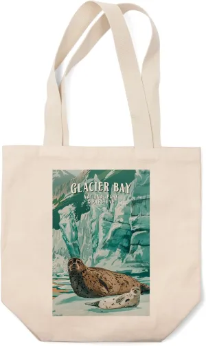 Glacier Bay National Park and Preserve, Alaska, Painterly National Park Series (100% Cotton Canvas Reusable Tote Bag)