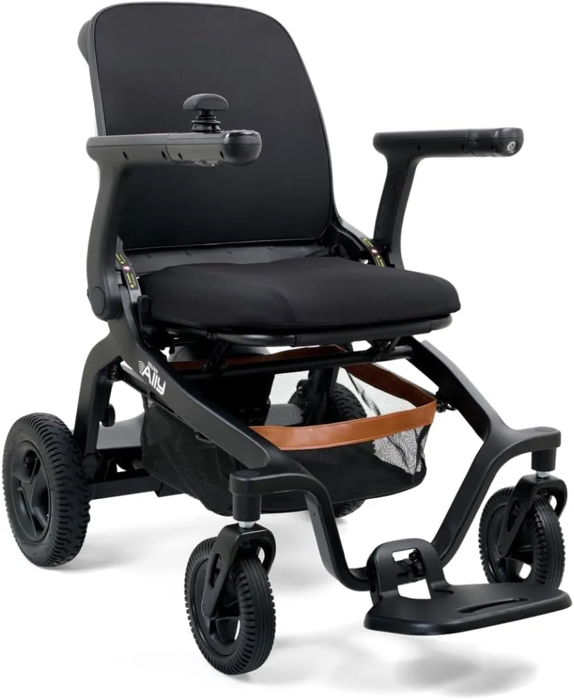 Golden Technologies Golden Ally - Manual Fold Power Wheelchair - Memory Foam Seat - USB Port - Smart Control Mobile App - Airline and Cruise Approved Removable Lithium Battery - 56 lbs. Total (Black)