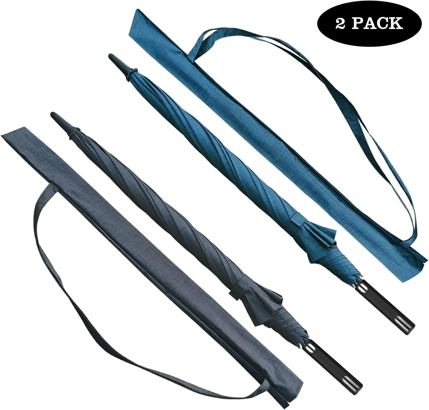 Golf Umbrella 2 Packs 56 Inch Big Umbrela for Rain Heavy Duty Automatic Open Windproof Umbrella-Cotton Grey and Blue