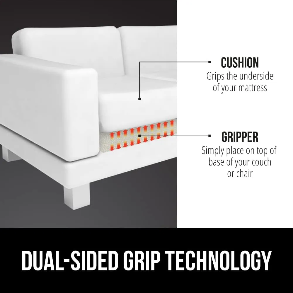 GORILLA GRIP Non Slip Couch Gripper, Prevents Couches from Sliding and Holds Bed in Place, Pad Grips Beds, Sofa, Mattresses, Chair Cushions and Helps Keep Topper from Slipping, Easy Trim Pads