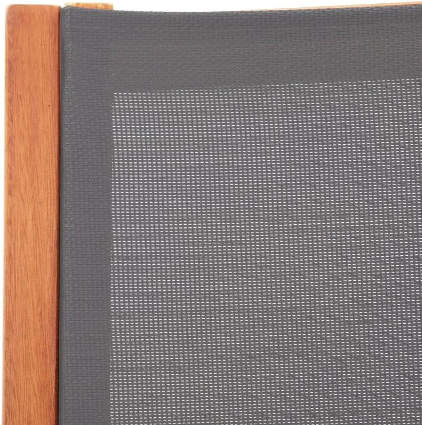 Gray Patio Chair with Footrest Solid Eucalyptus Wood and Textilene Outdoor Lounge Chair for Garden Backyard Poolside