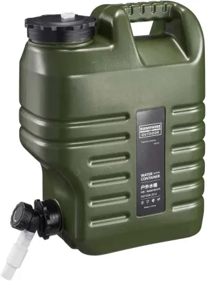 Green Camping Water Container 3.1 Gallon (12L) Portable Water Jug with Spigot Outdoor Water Storage Container Emergency Water Tank for Outdoor Hiking Camping Picnic Supplies