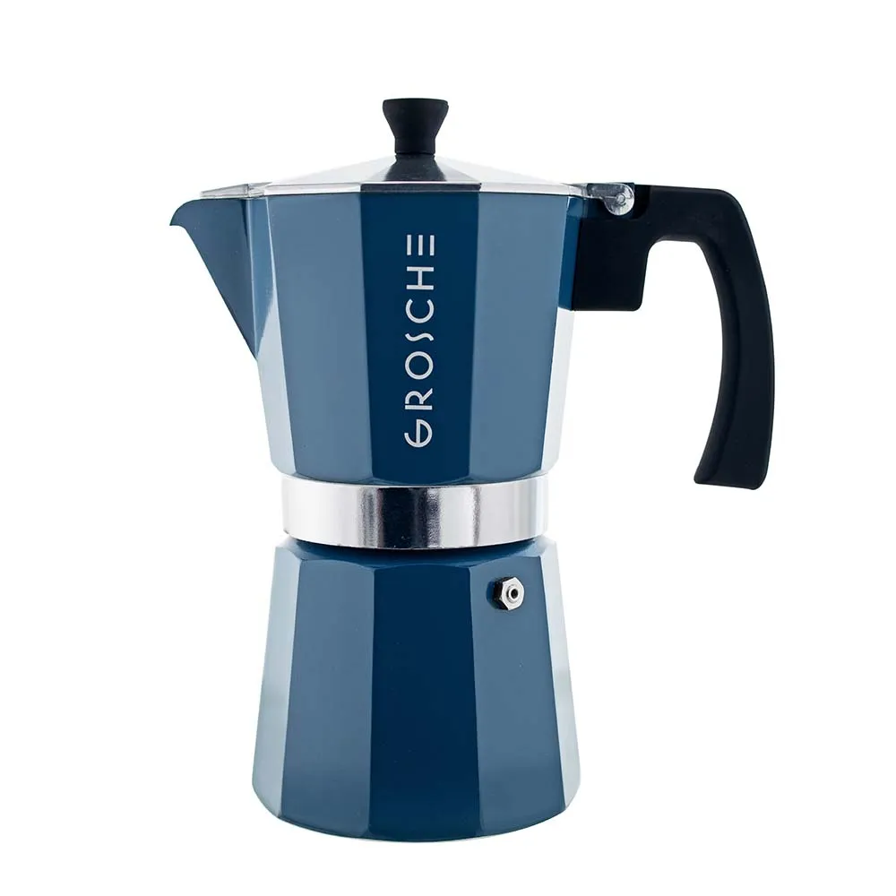 GROSCHE MILANO Stovetop Espresso Maker - Blue: 6 cup