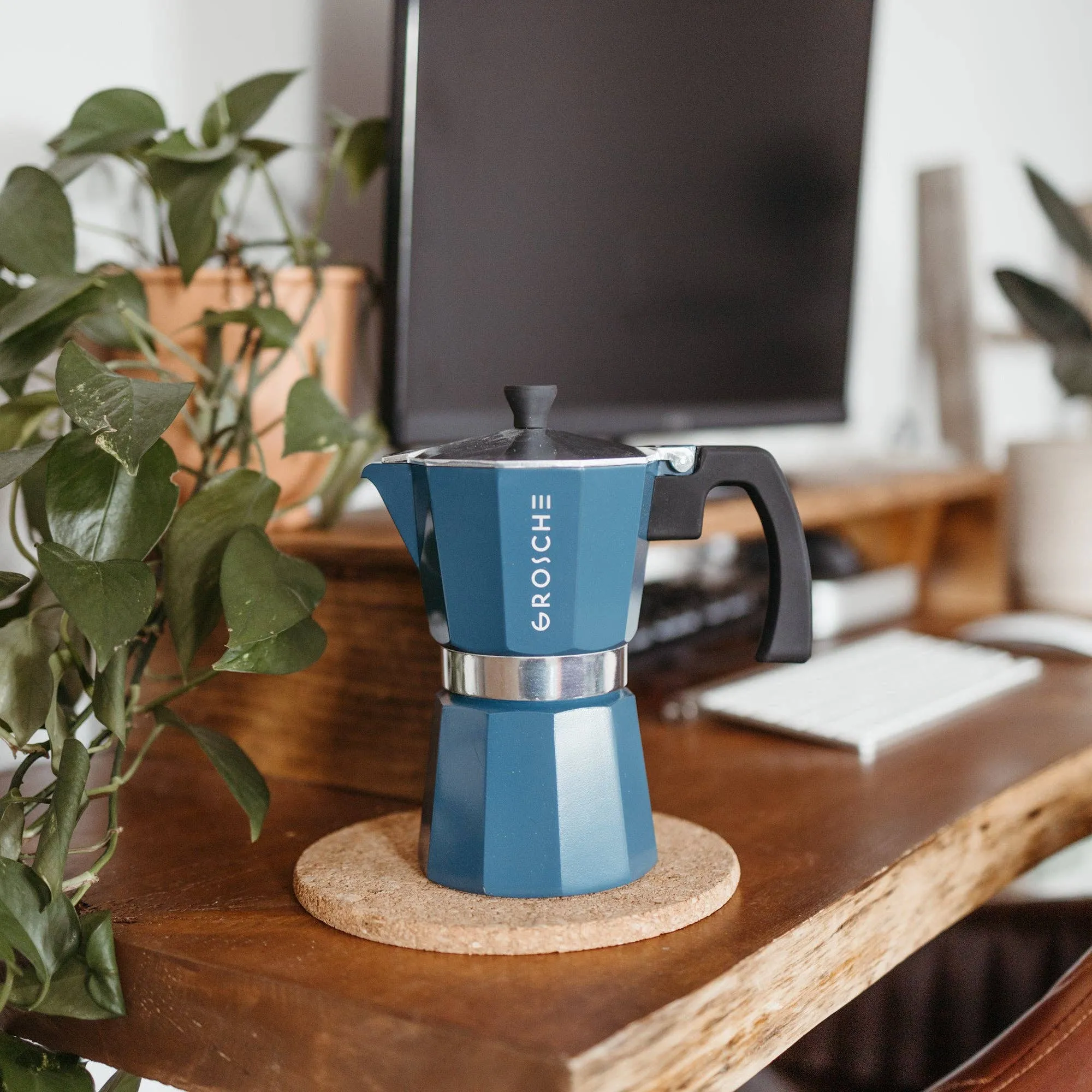 GROSCHE MILANO Stovetop Espresso Maker - Blue: 6 cup
