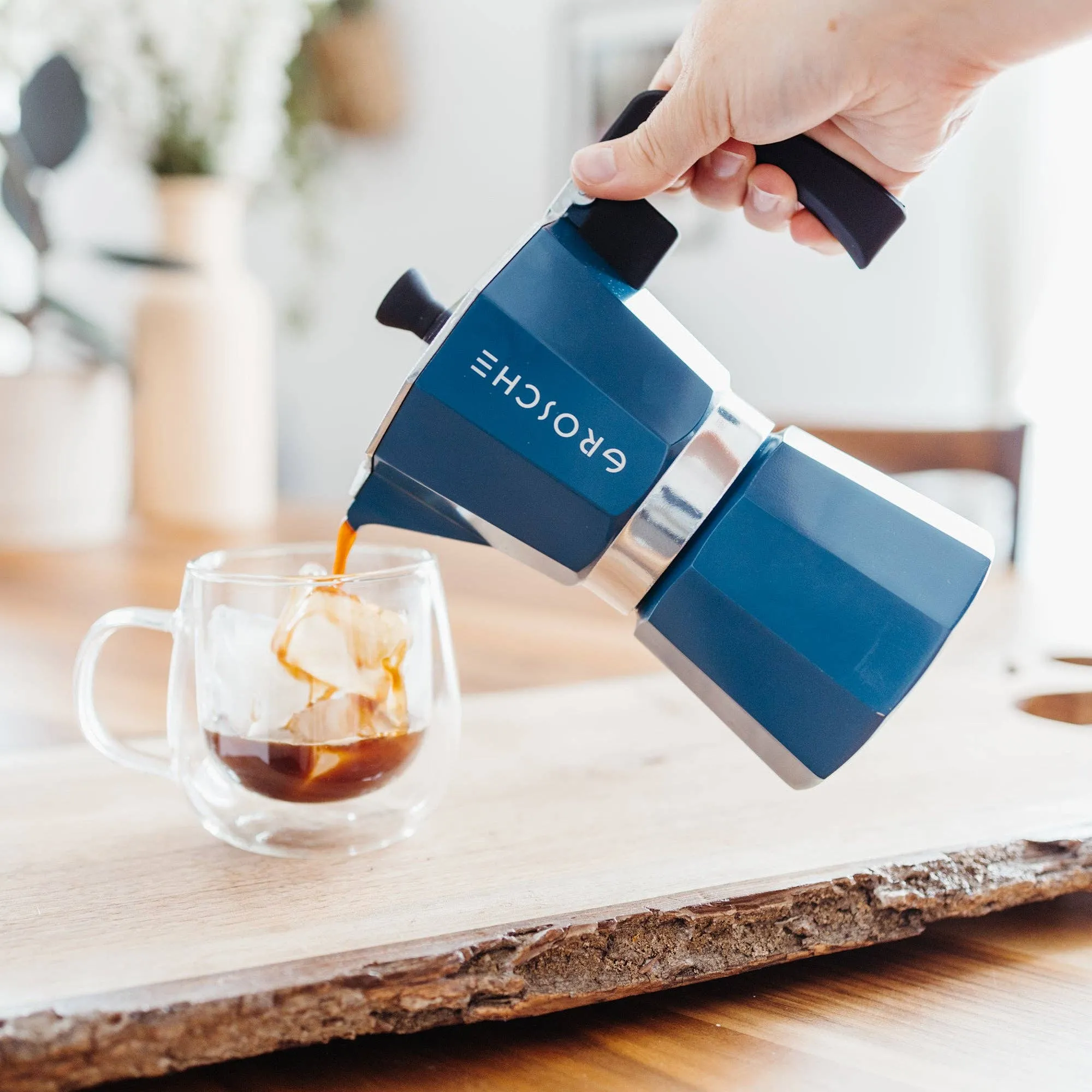 GROSCHE MILANO Stovetop Espresso Maker - Blue: 6 cup