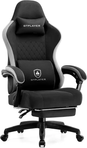 GTPLAYER Gaming Chair, Computer Office Chair with Pocket Spring Cushion, Linkage Armrests and Footrest, High Back Ergonomic Computer Chair with Lumbar Support Task Chair with Footrest